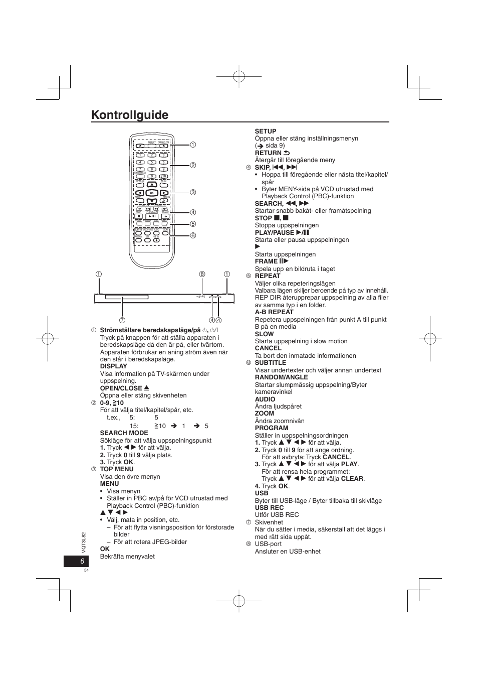 Kontrollguide | Panasonic DVDS68EG User Manual | Page 54 / 80