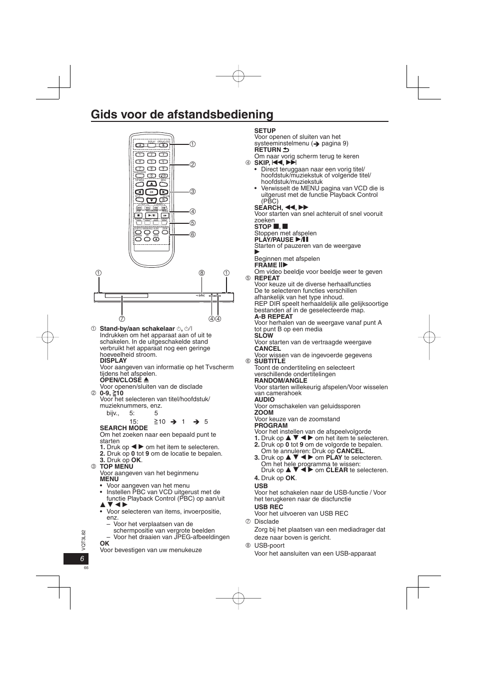 Gids voor de afstandsbediening | Panasonic DVDS68EG User Manual | Page 66 / 80