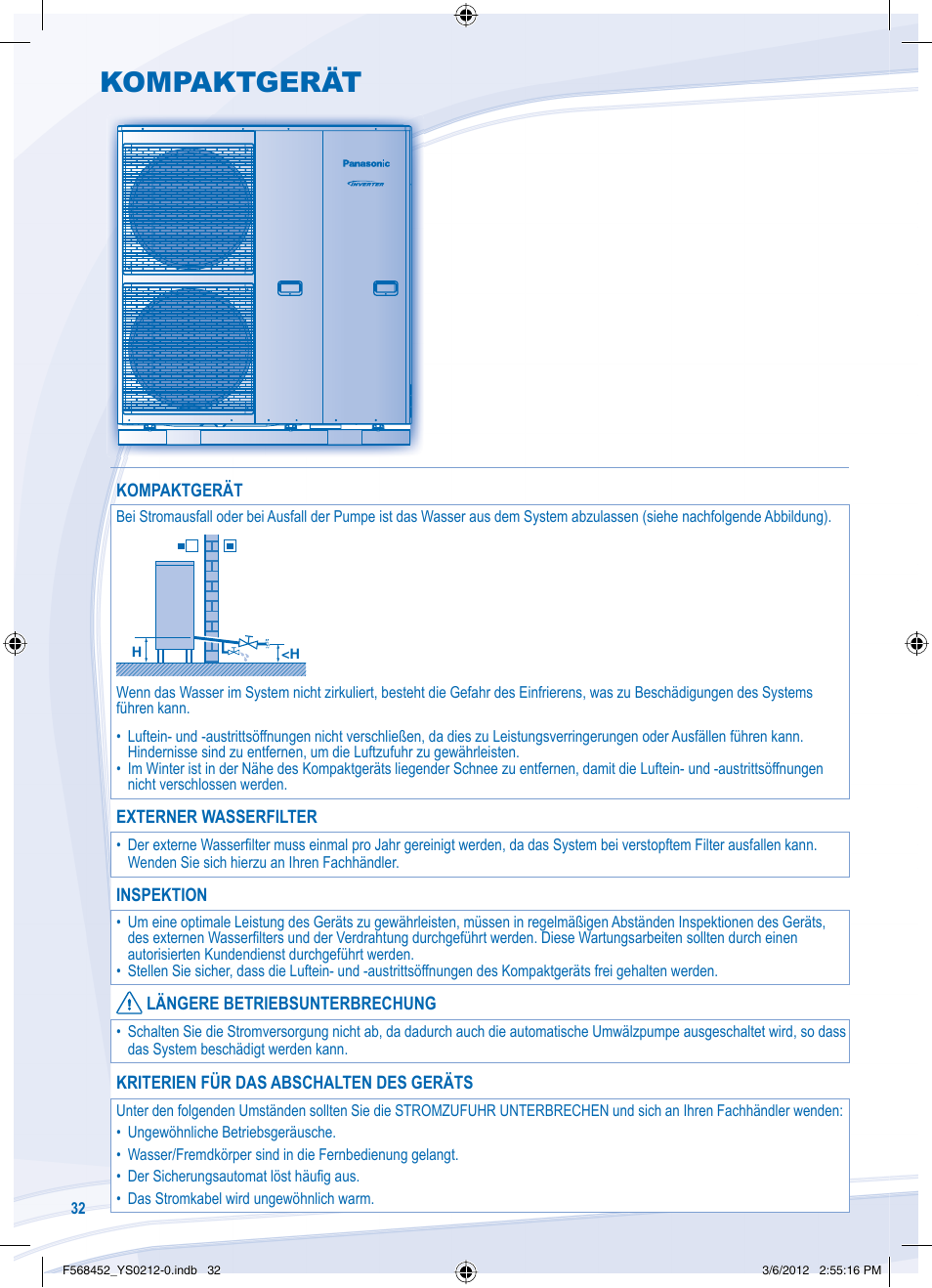 Kompaktgerät | Panasonic WHMHF09D3E8 User Manual | Page 32 / 76