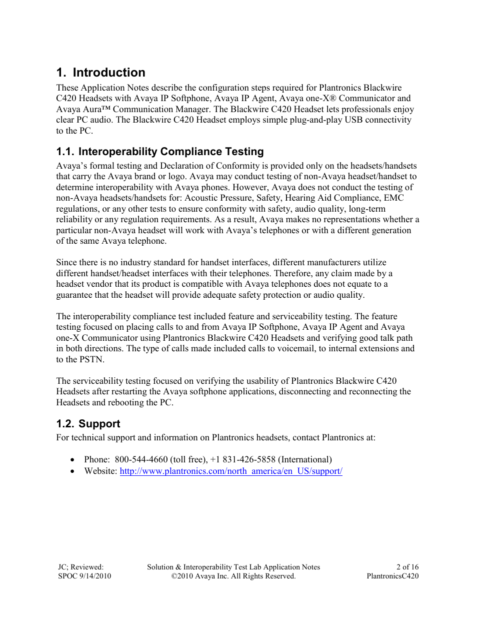 Introduction | Avaya C420 User Manual | Page 2 / 16