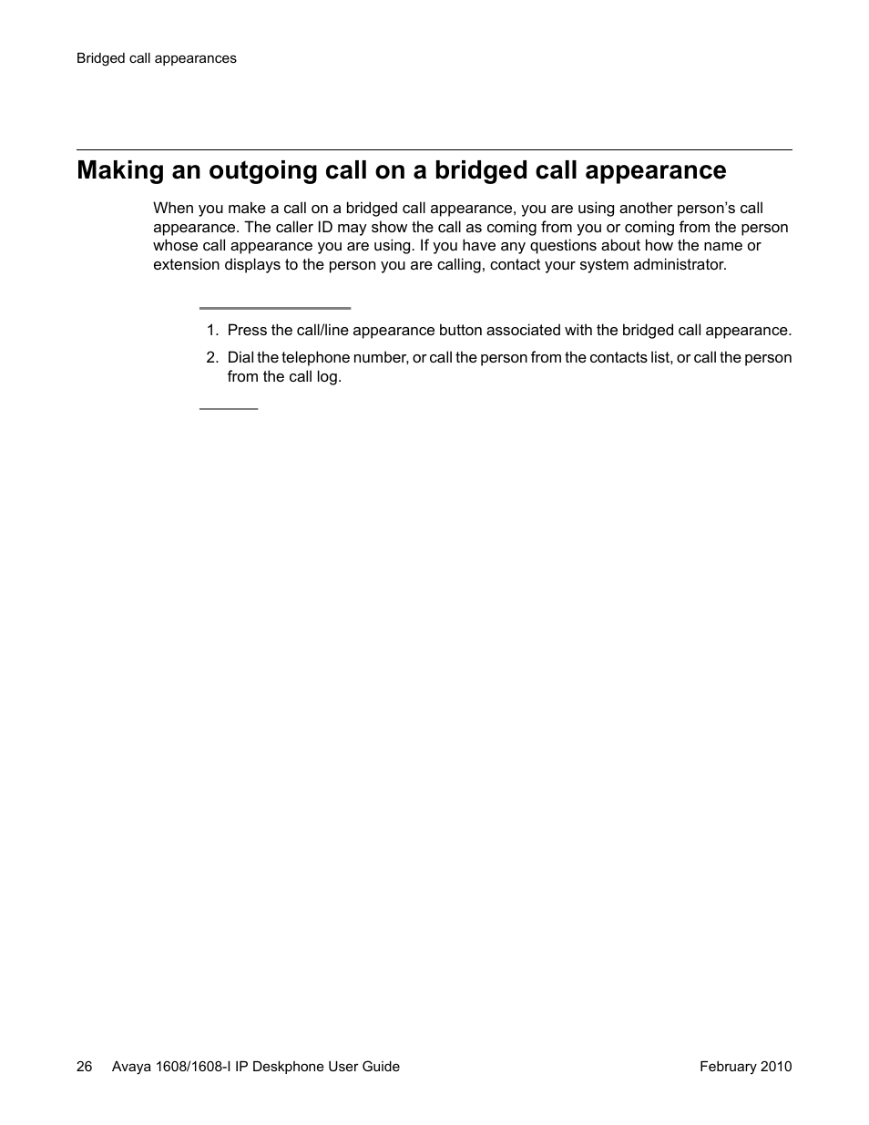 Avaya one-X Deskphone Value Edition 1608-I User Manual | Page 26 / 50