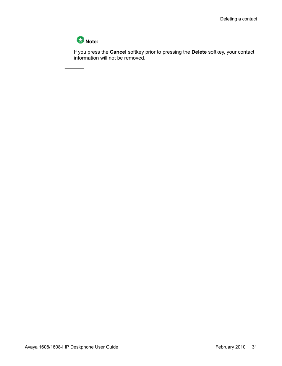 Avaya one-X Deskphone Value Edition 1608-I User Manual | Page 31 / 50