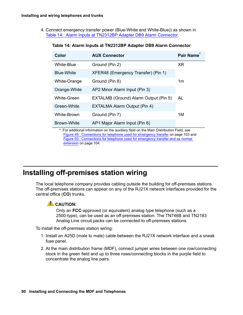 Installing off-premises station wiring, Connector | Avaya 03-300686 User Manual | Page 90 / 156