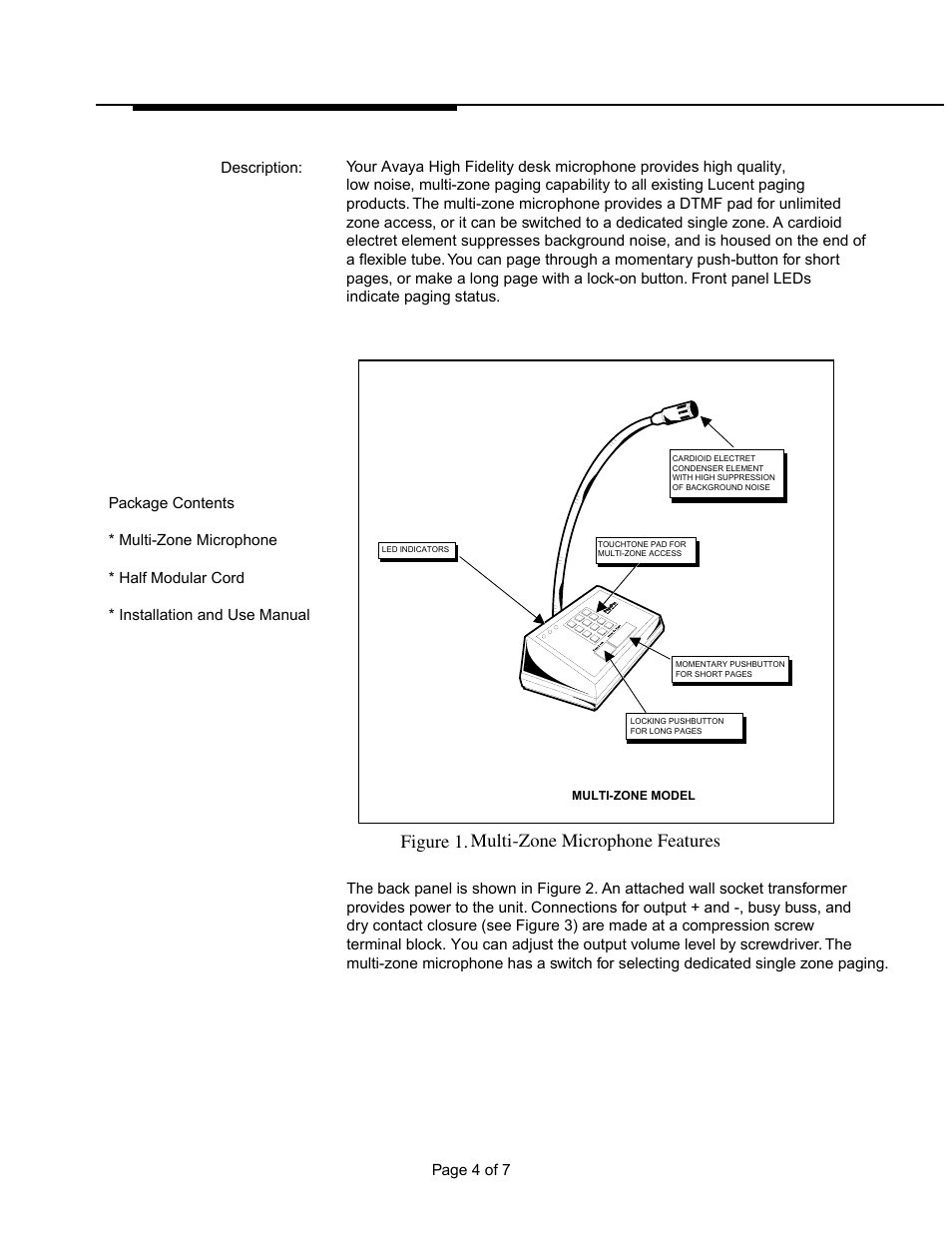 Figure 1. multi-zone microphone features | Avaya LUMULZMIC User Manual | Page 4 / 7