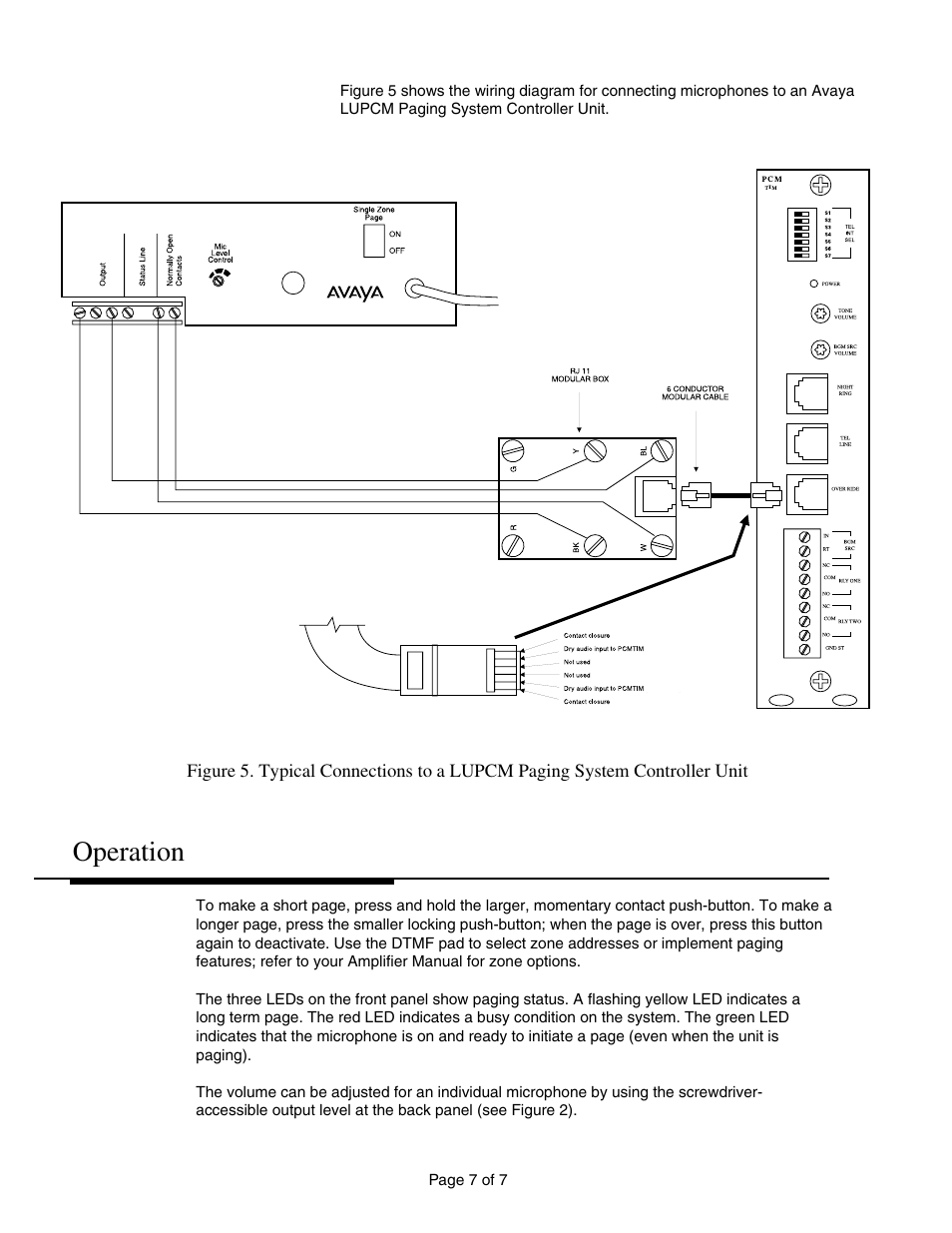Operation | Avaya LUMULZMIC User Manual | Page 7 / 7