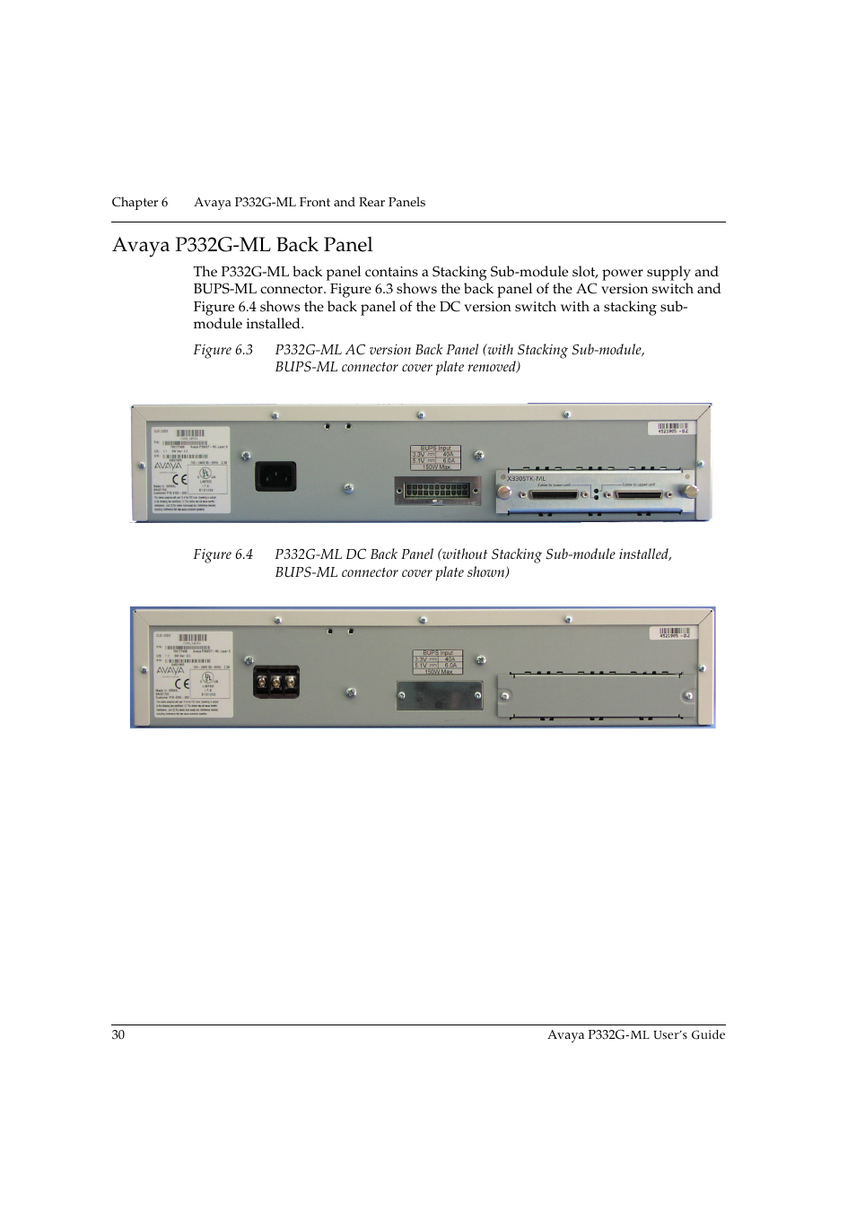 Avaya p332g-ml back panel | Avaya P332G-ML User Manual | Page 44 / 150