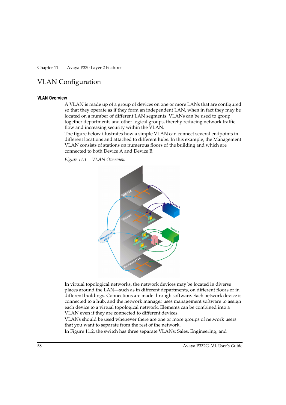 Vlan configuration, Vlan overview | Avaya P332G-ML User Manual | Page 72 / 150