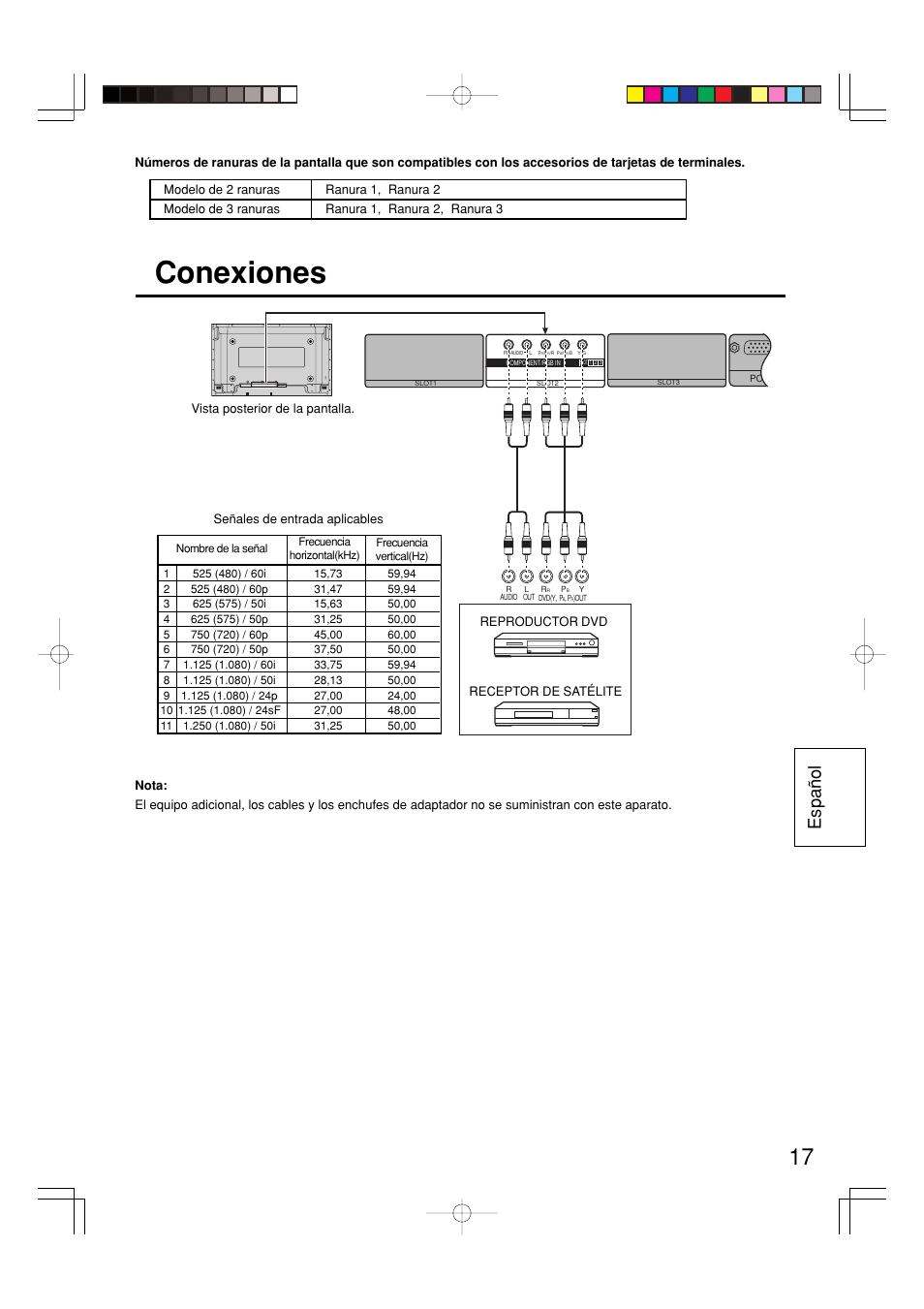 Conexiones, Espa ñ ol | Panasonic TY42TM6Z User Manual | Page 17 / 24