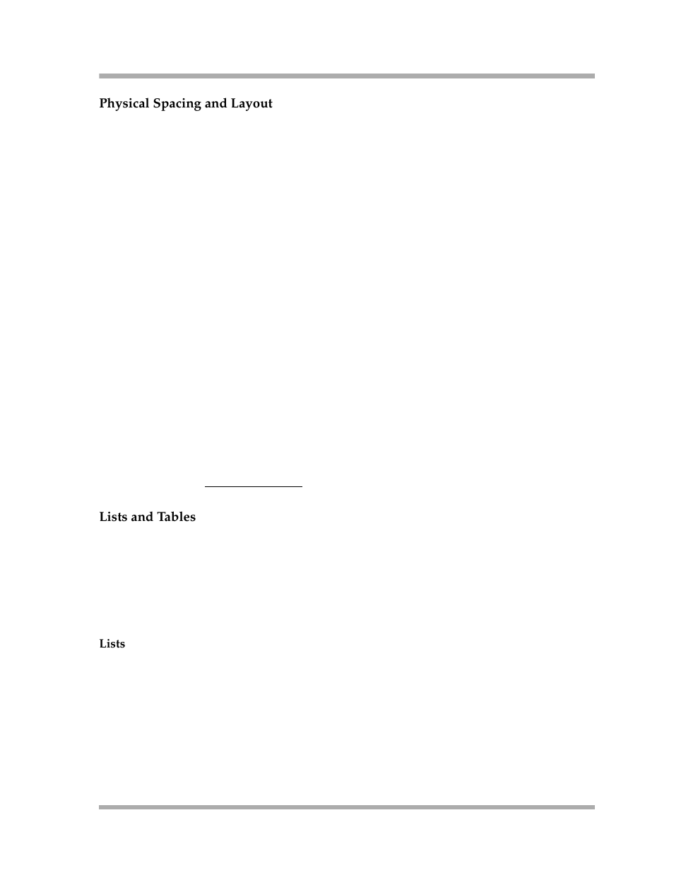 Physical spacing and layout, Lists and tables | Avaya 4600 Series User Manual | Page 125 / 150