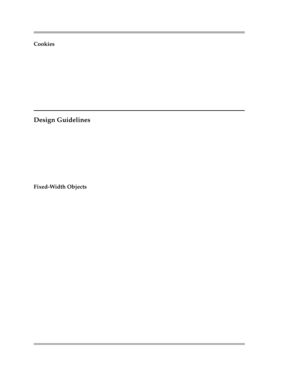 Cookies, Design guidelines, Fixed-width objects | Avaya 4600 Series User Manual | Page 130 / 150