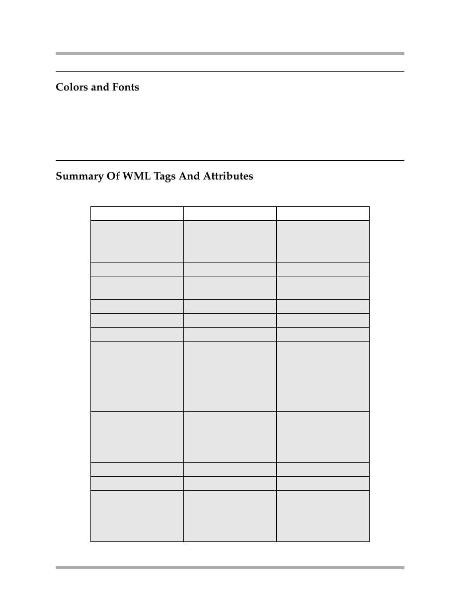 Colors and fonts, Summary of wml tags and attributes | Avaya 4600 Series User Manual | Page 148 / 150