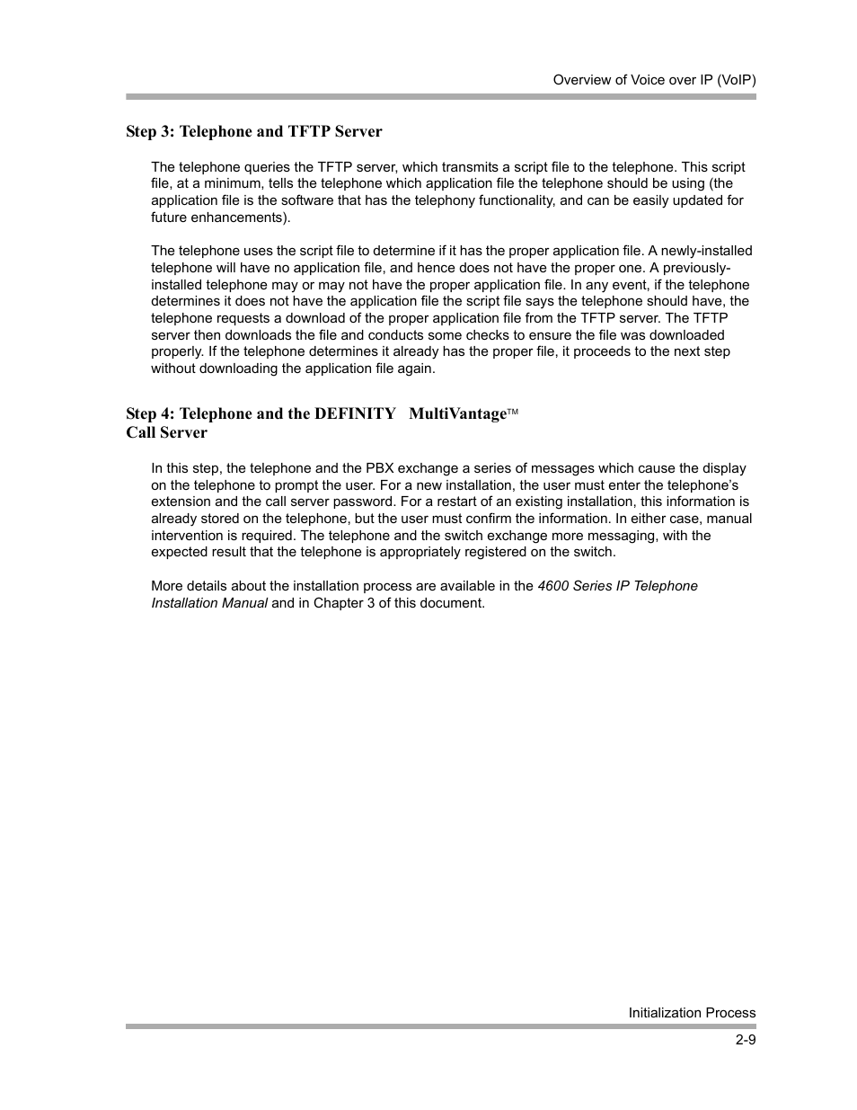 Step 3: telephone and tftp server, Step 3: telephone and tftp server -9, Step 4: telephone and the definity | Avaya 4600 Series User Manual | Page 25 / 150