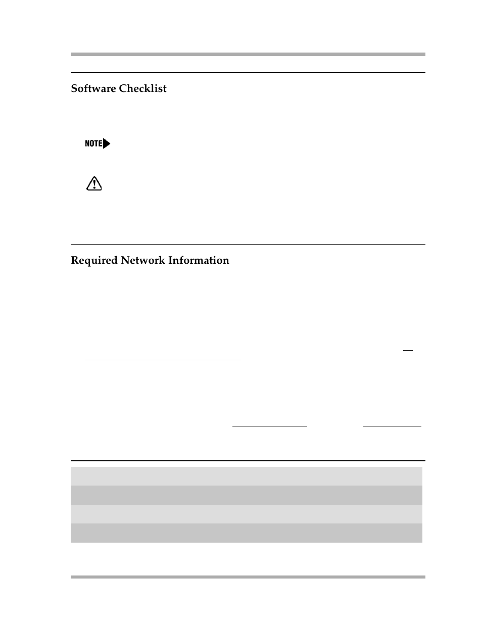 Software checklist, Required network information, Software checklist -5 | Required network information -5 | Avaya 4600 Series User Manual | Page 35 / 150