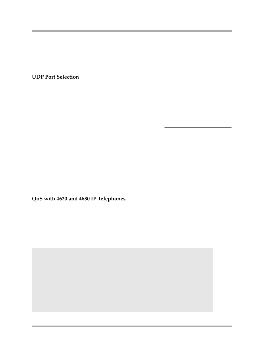 Udp port selection, Qos with 4620 and 4630 ip telephones, Udp port selection -22 | Qos with 4620 and 4630 ip telephones -22 | Avaya 4600 Series User Manual | Page 52 / 150