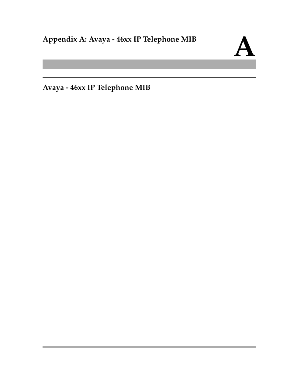 Appendix a: avaya - 46xx ip telephone mib, Avaya - 46xx ip telephone mib, Appendix a, avaya - 46xx ip telephone mib | Avaya 4600 Series User Manual | Page 79 / 150