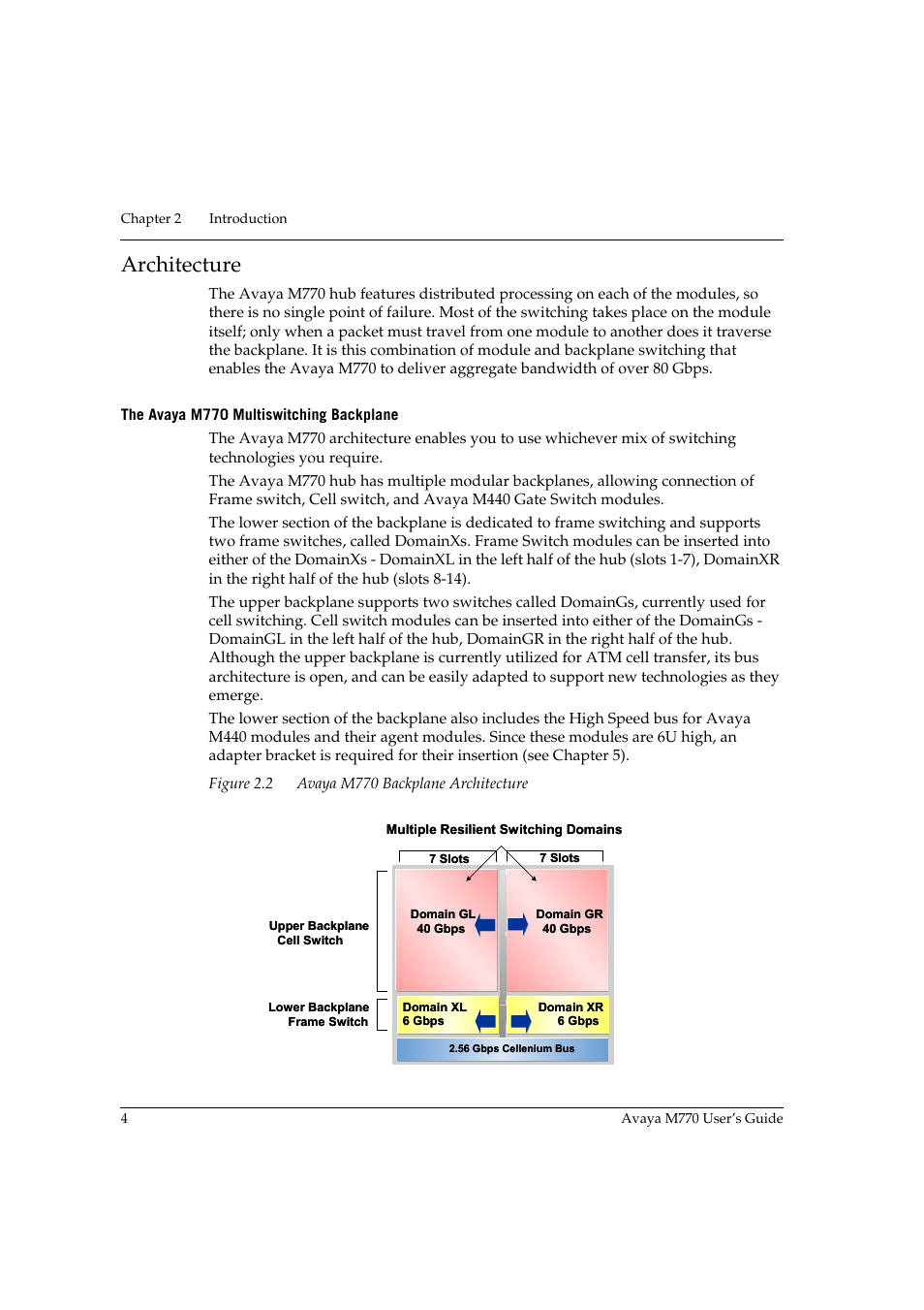 Architecture, The avaya m770 multiswitching backplane, Avaya m770 backplane architecture | Avaya M770 User Manual | Page 14 / 38