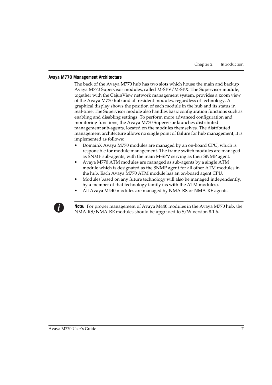 Avaya m770 management architecture | Avaya M770 User Manual | Page 17 / 38