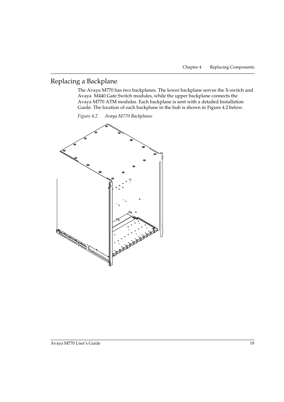 Replacing a backplane, Avaya m770 backplanes | Avaya M770 User Manual | Page 29 / 38