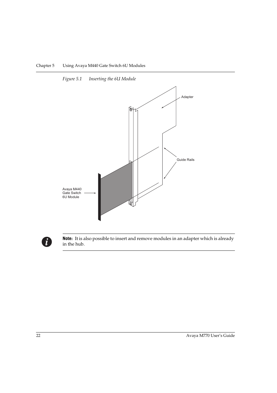 Inserting the 6u module | Avaya M770 User Manual | Page 32 / 38