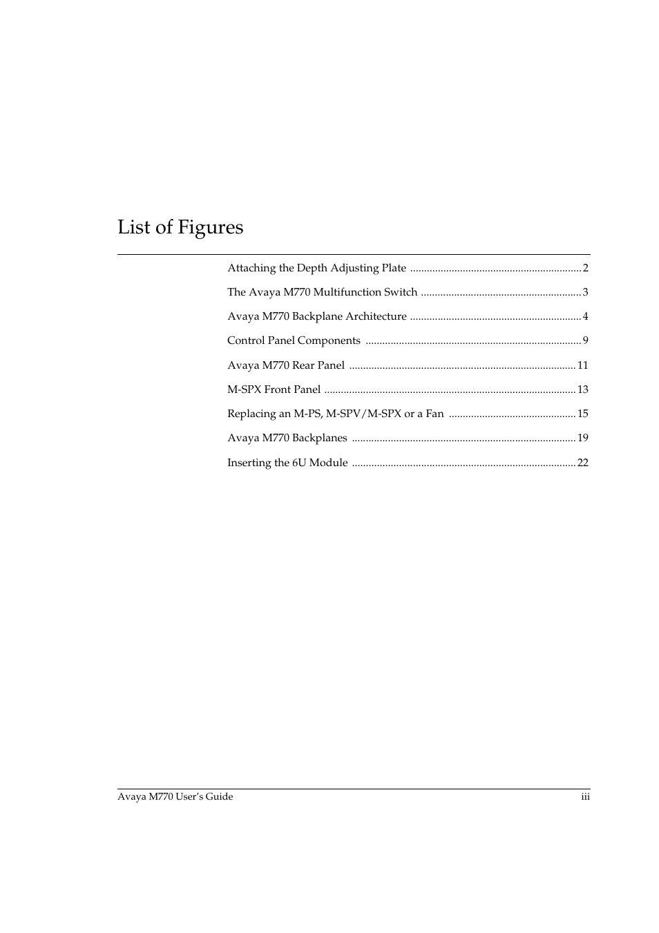 List of figures | Avaya M770 User Manual | Page 5 / 38