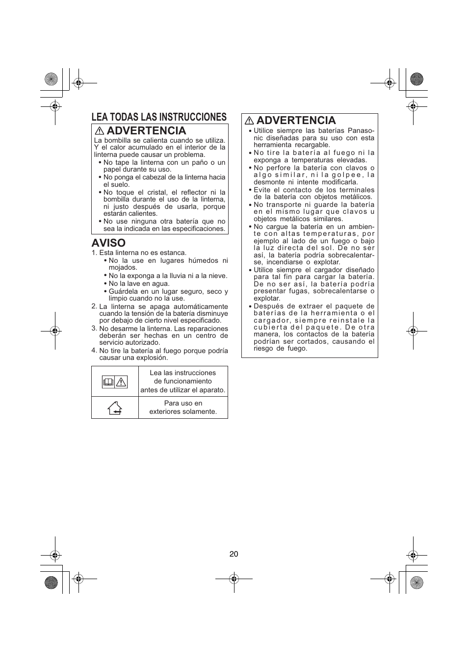Advertencia | Panasonic EY3740 User Manual | Page 20 / 44