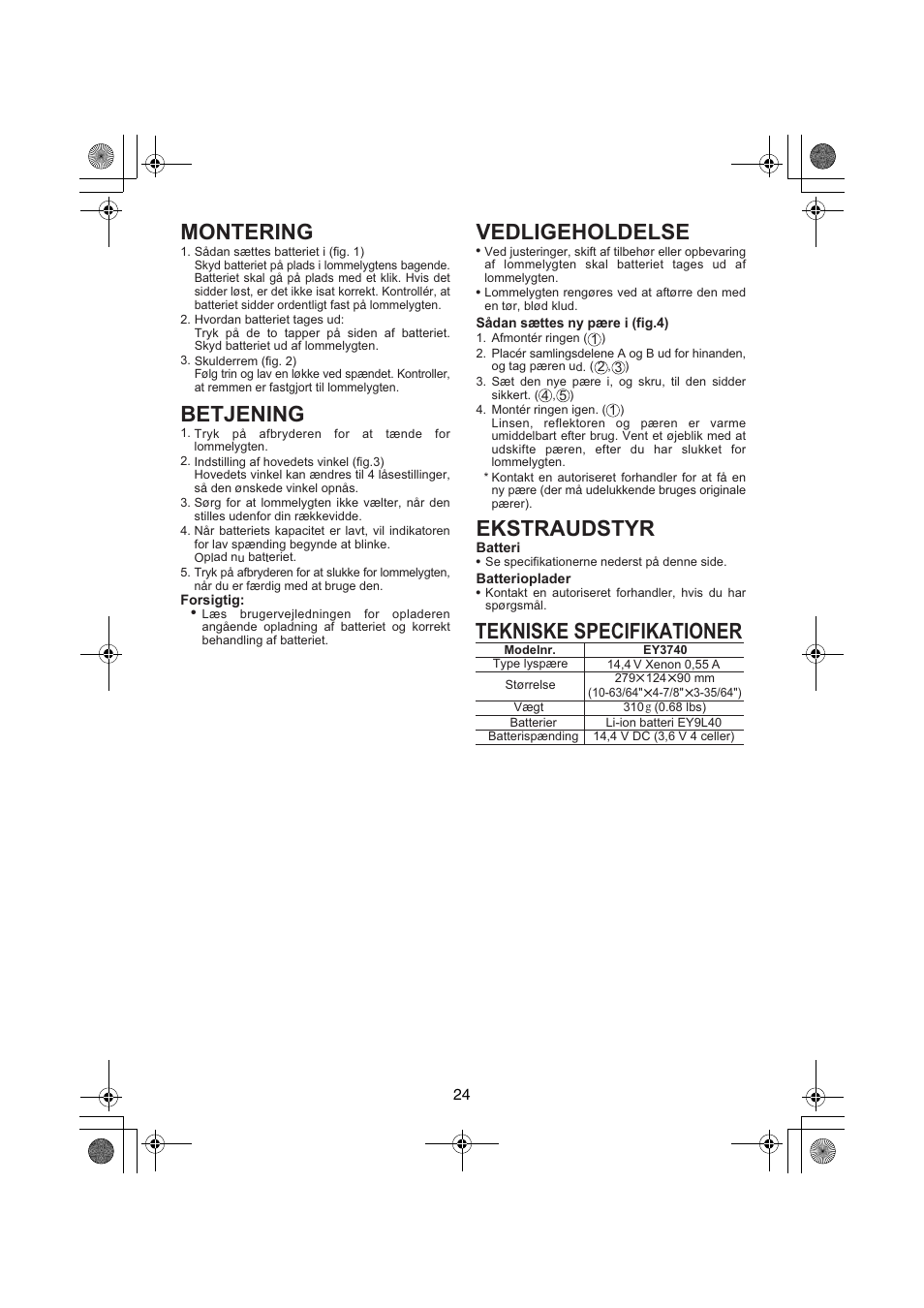 Panasonic EY3740 User Manual | Page 24 / 44