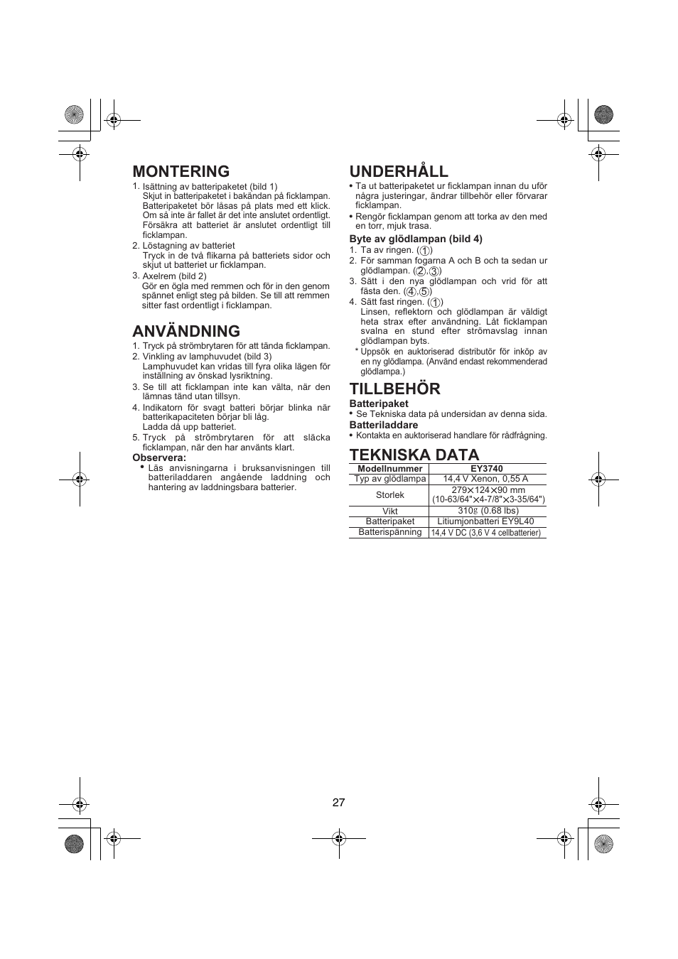 Panasonic EY3740 User Manual | Page 27 / 44
