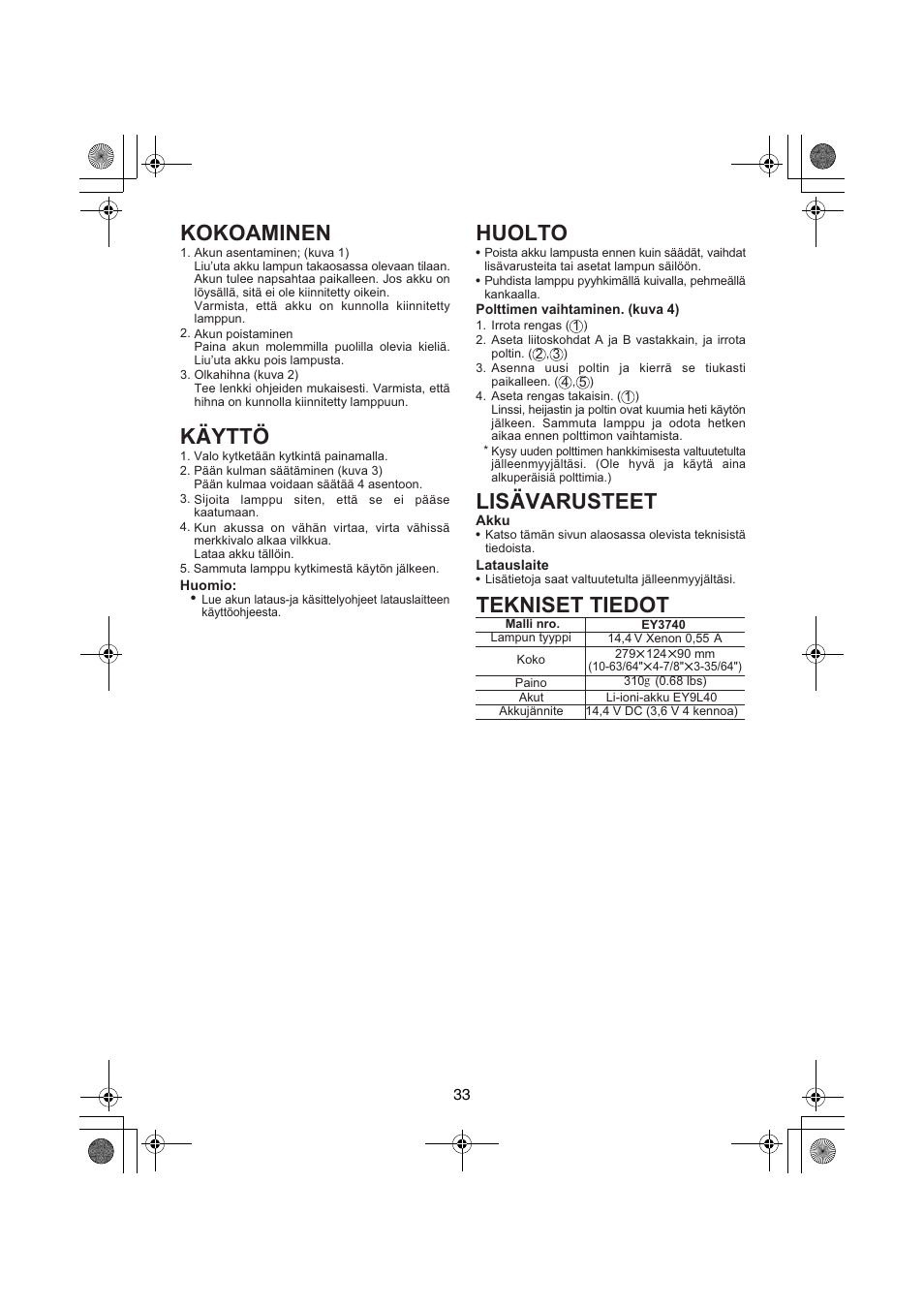 Panasonic EY3740 User Manual | Page 33 / 44