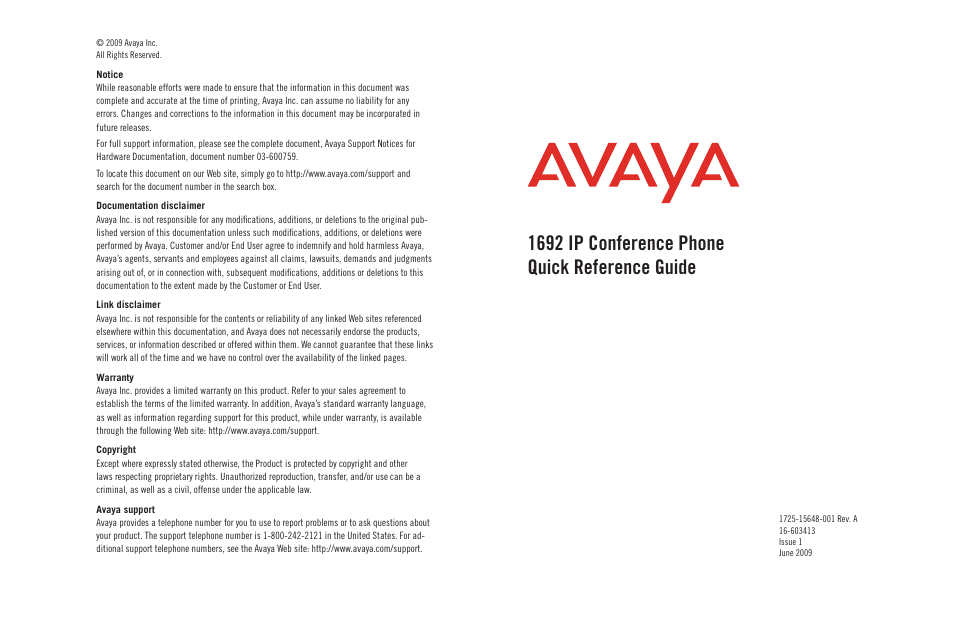 Avaya 16-603413 User Manual | 4 pages