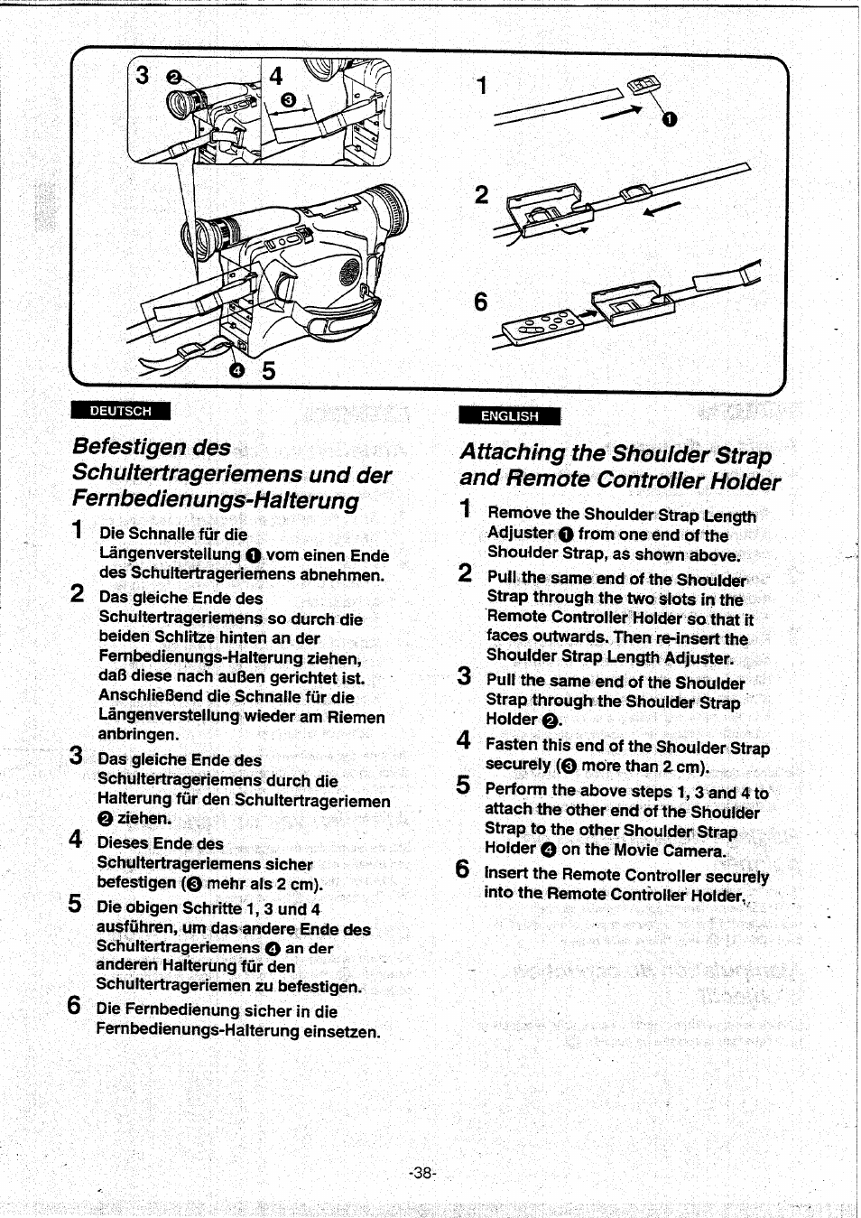 Befestigen des | Panasonic NVVX30EG User Manual | Page 38 / 164