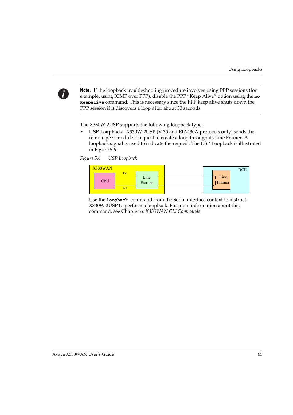 Figure 5.6, Usp loopback | Avaya X330WAN User Manual | Page 107 / 264