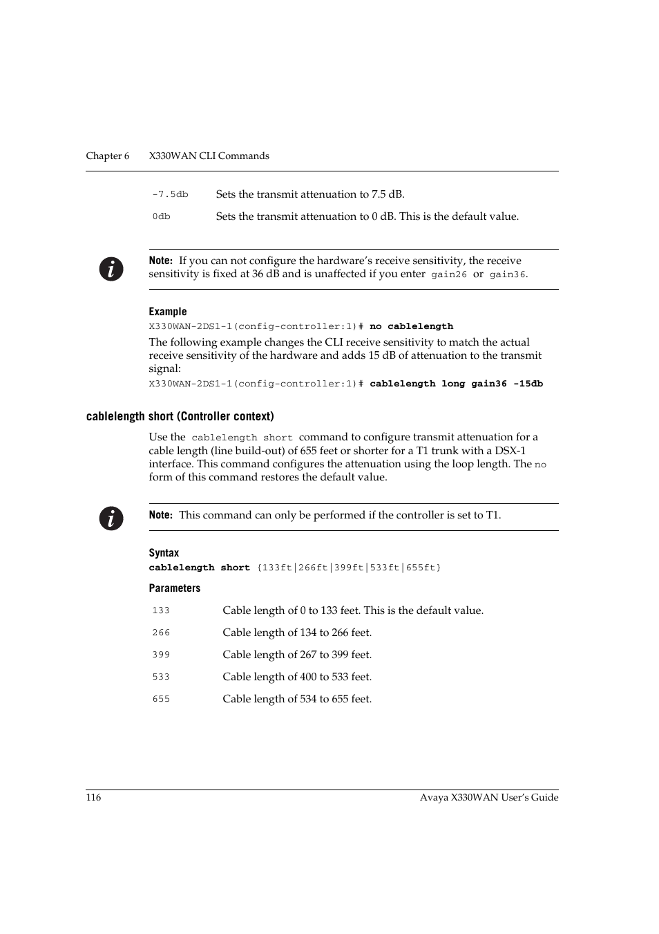 Cablelength short (controller context) | Avaya X330WAN User Manual | Page 138 / 264