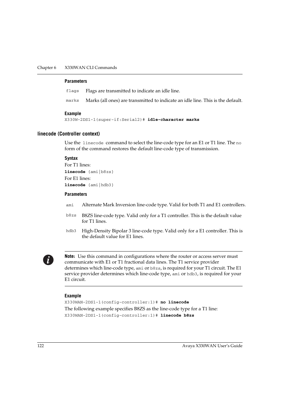 Linecode (controller context) | Avaya X330WAN User Manual | Page 144 / 264