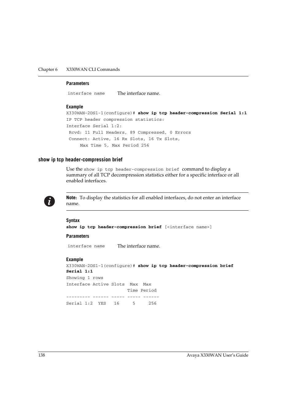 Show ip tcp header-compression brief | Avaya X330WAN User Manual | Page 160 / 264