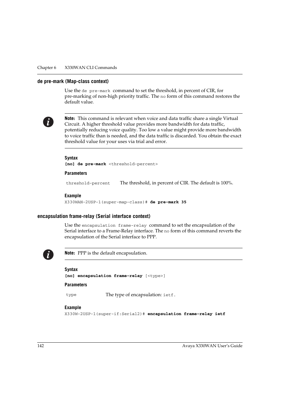 De pre-mark (map-class context) | Avaya X330WAN User Manual | Page 164 / 264