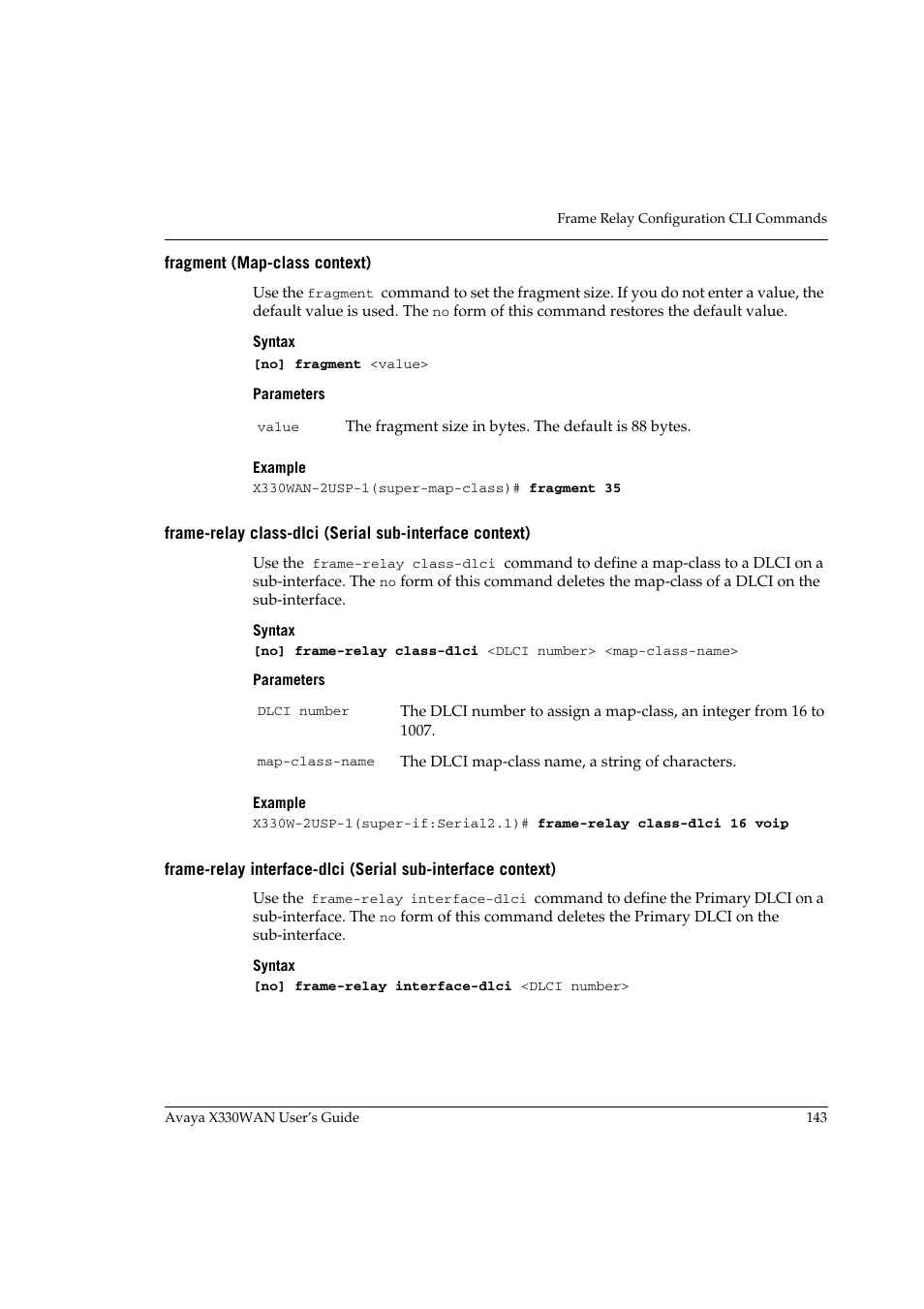 Fragment (map-class context) | Avaya X330WAN User Manual | Page 165 / 264