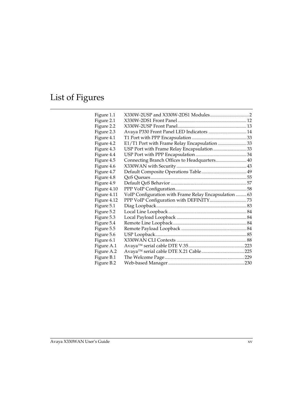 List of figures | Avaya X330WAN User Manual | Page 17 / 264