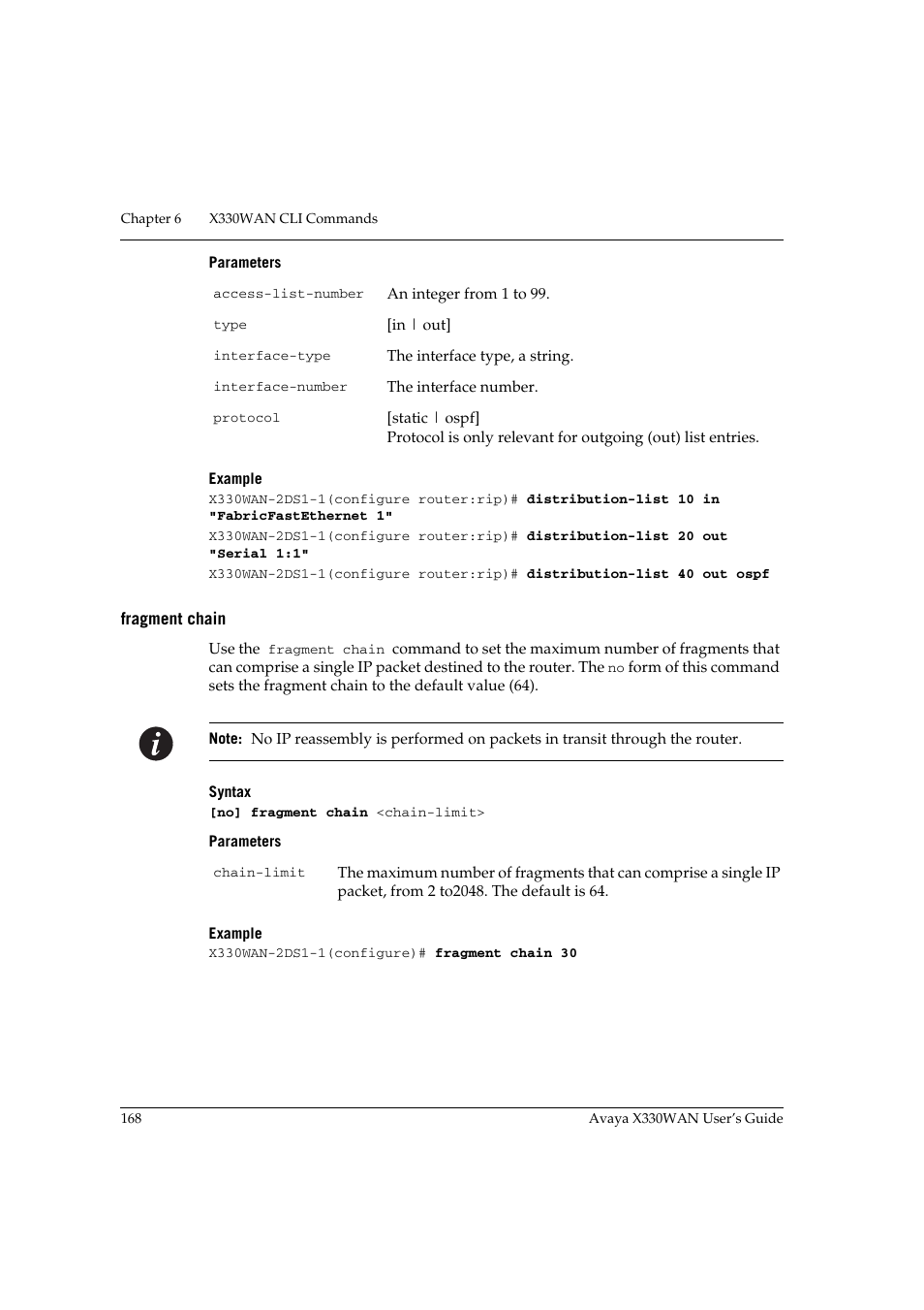 Fragment chain | Avaya X330WAN User Manual | Page 190 / 264