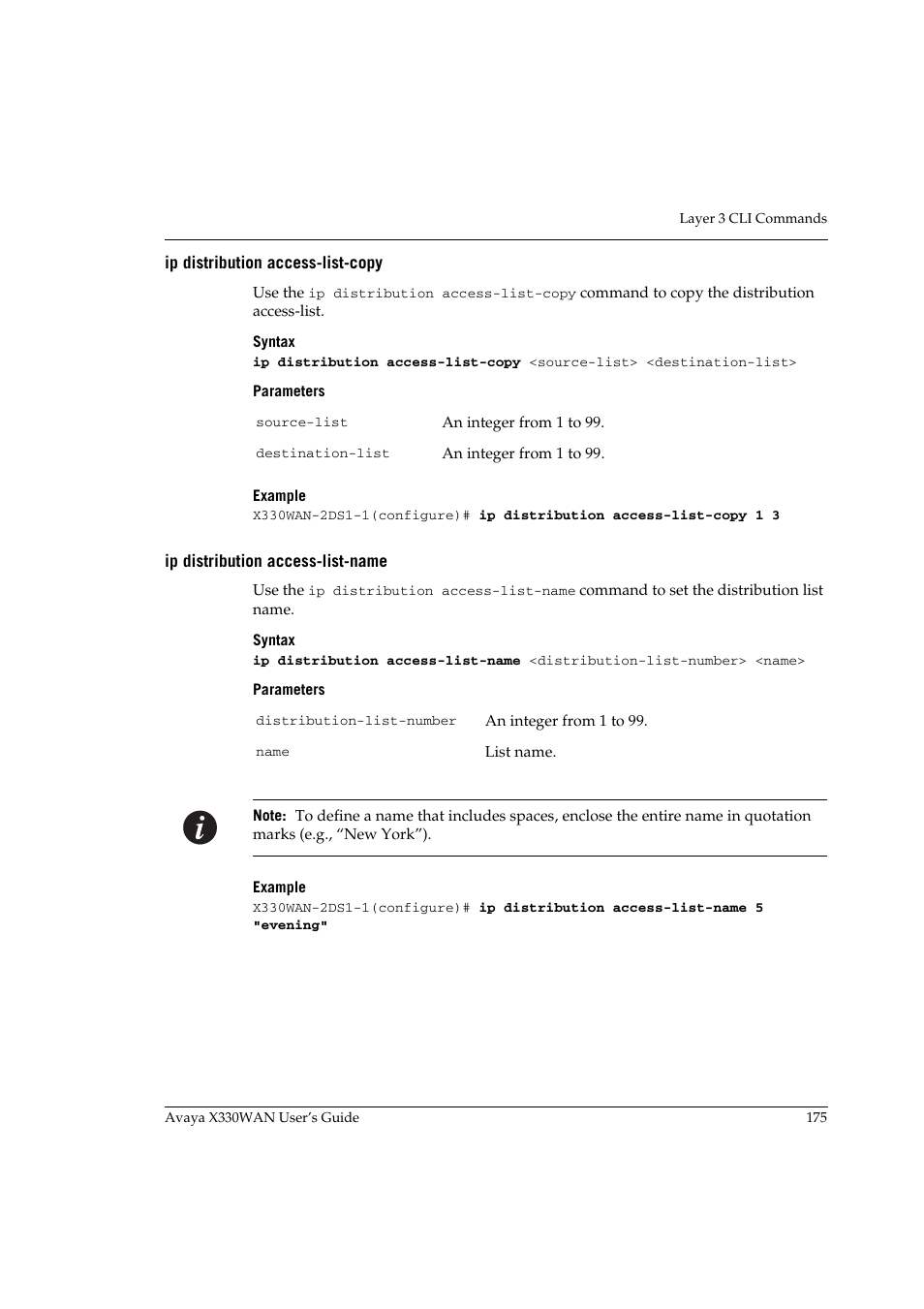 Ip distribution access-list-copy, Ip distribution access-list-name | Avaya X330WAN User Manual | Page 197 / 264