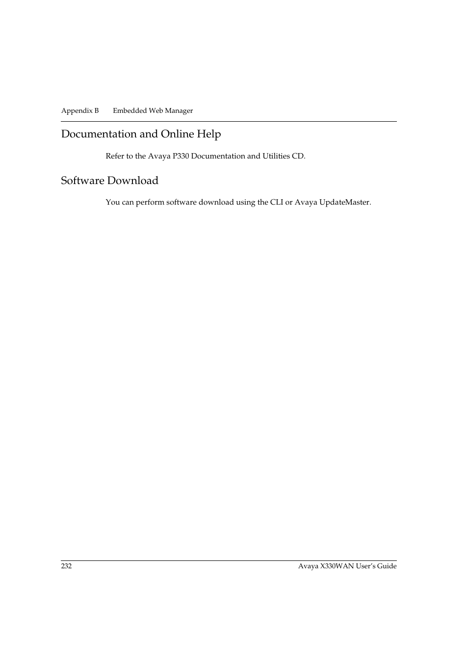 Documentation and online help, Software download, Documentation and online help software download | Avaya X330WAN User Manual | Page 254 / 264