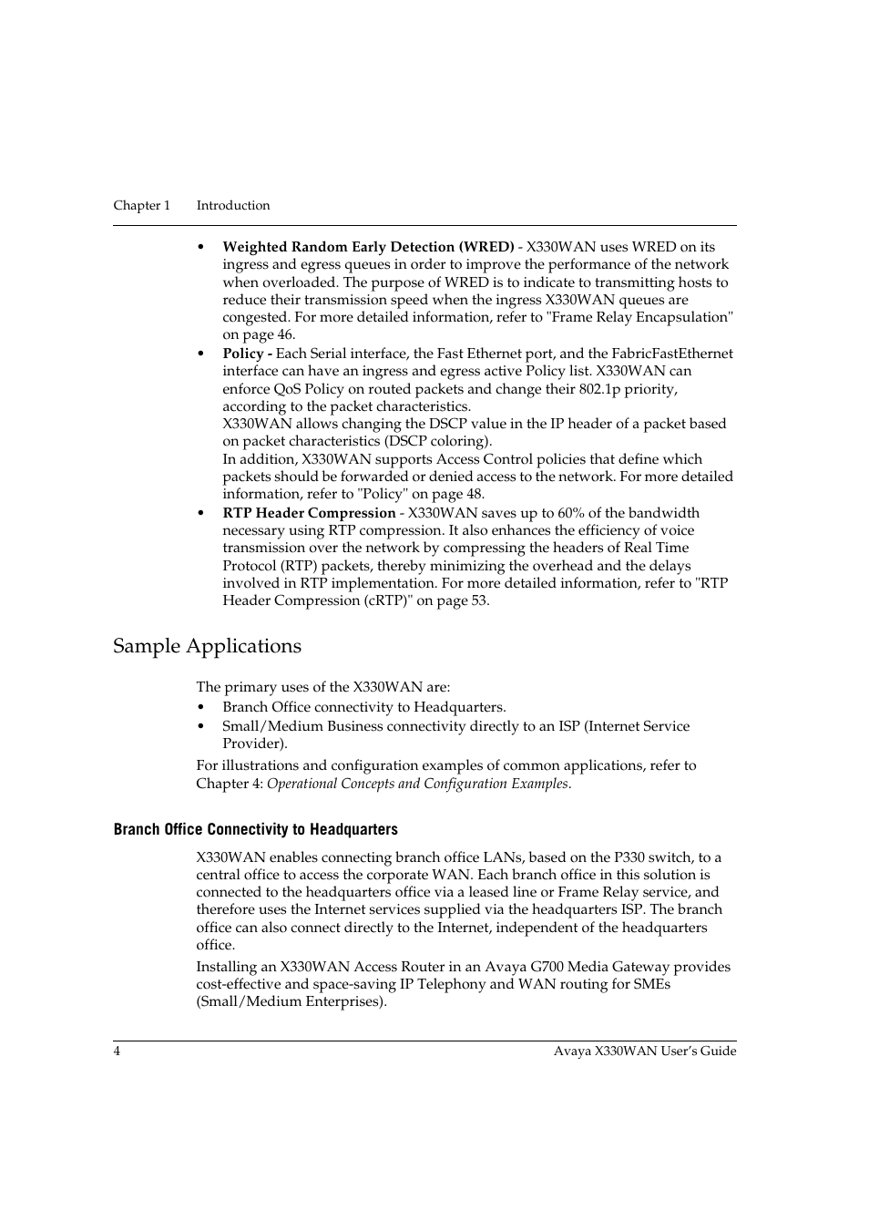 Sample applications, Branch office connectivity to headquarters | Avaya X330WAN User Manual | Page 26 / 264