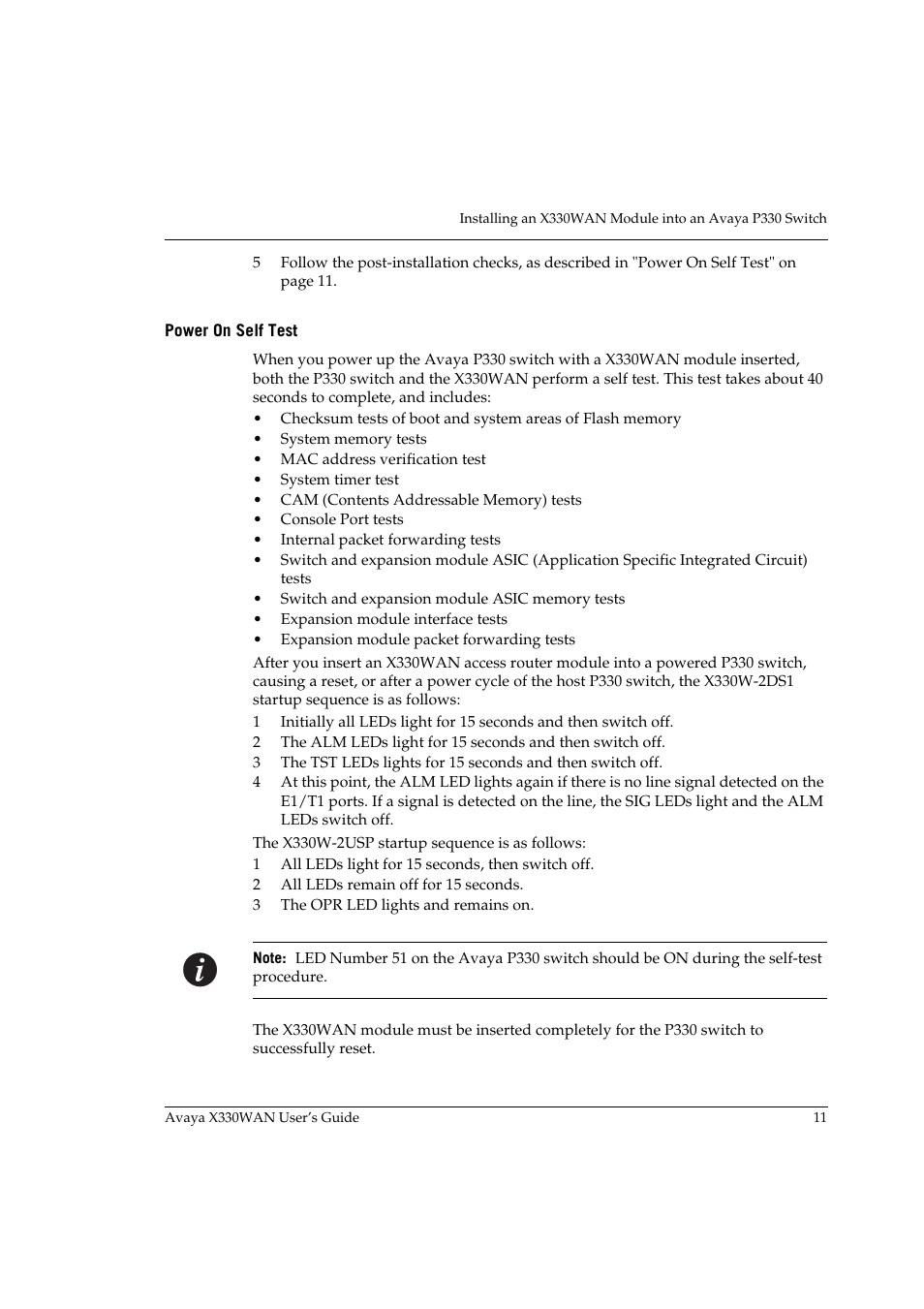 Power on self test | Avaya X330WAN User Manual | Page 33 / 264