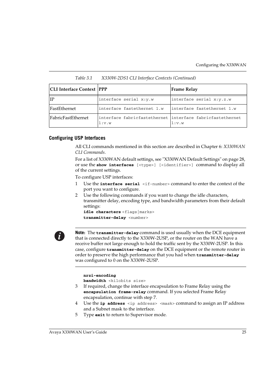 Configuring usp interfaces | Avaya X330WAN User Manual | Page 47 / 264