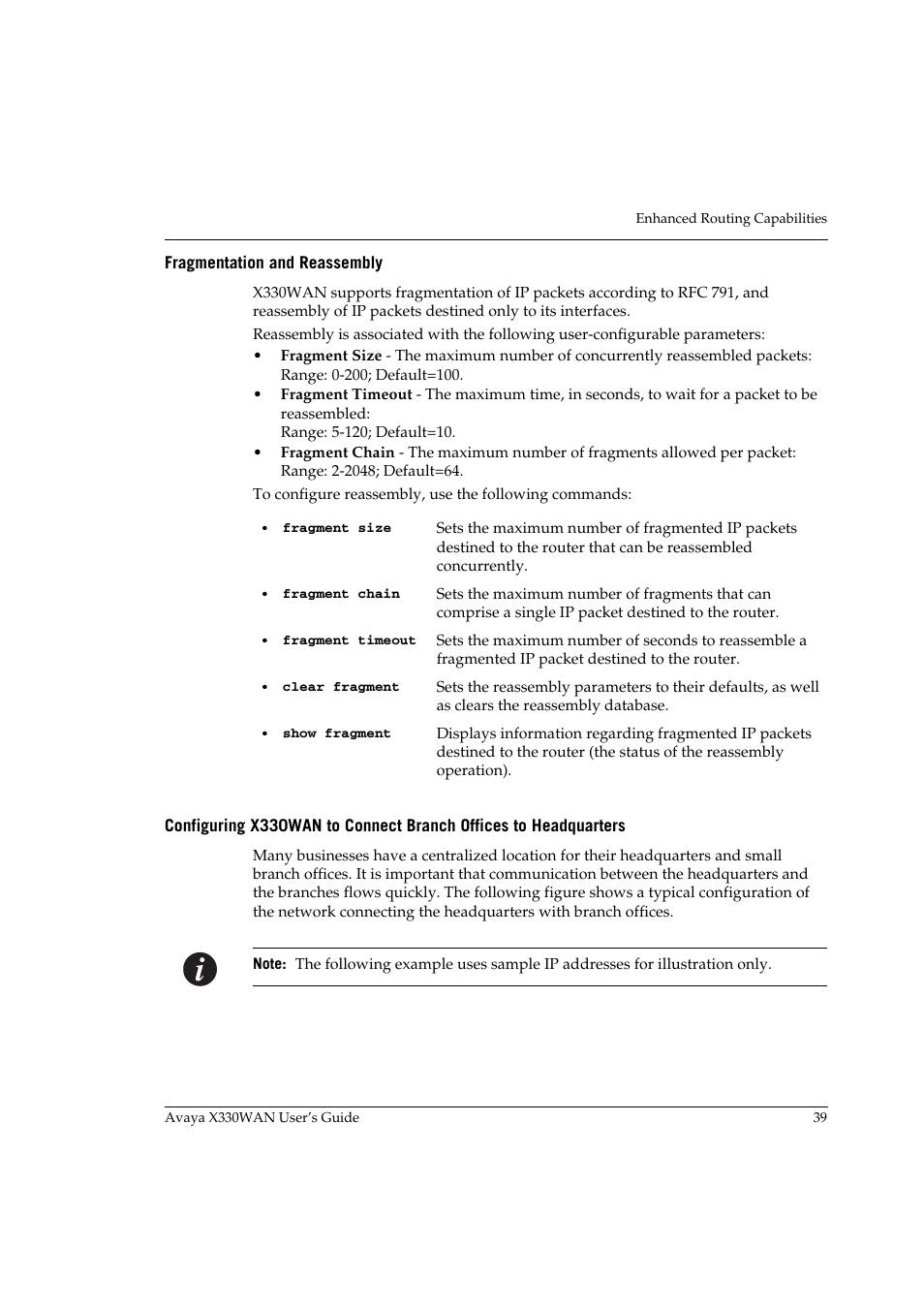 Fragmentation and reassembly | Avaya X330WAN User Manual | Page 61 / 264