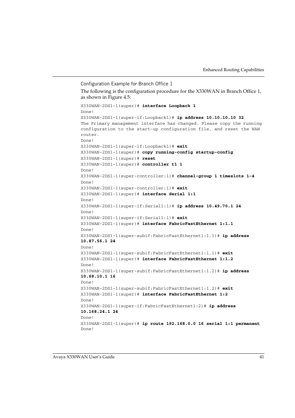 Configuration example for branch office 1 | Avaya X330WAN User Manual | Page 63 / 264