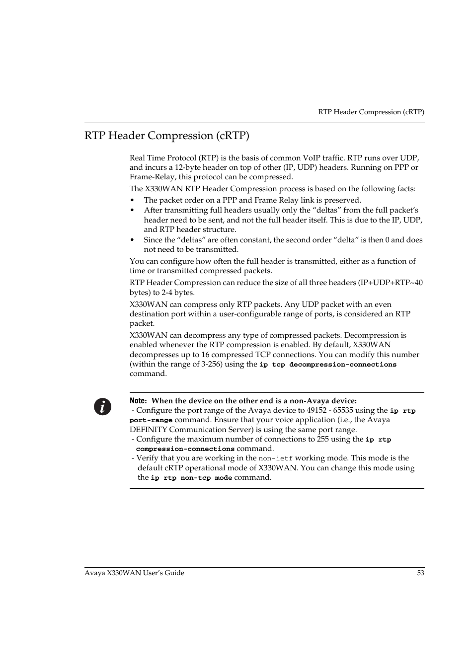 Rtp header compression (crtp) | Avaya X330WAN User Manual | Page 75 / 264