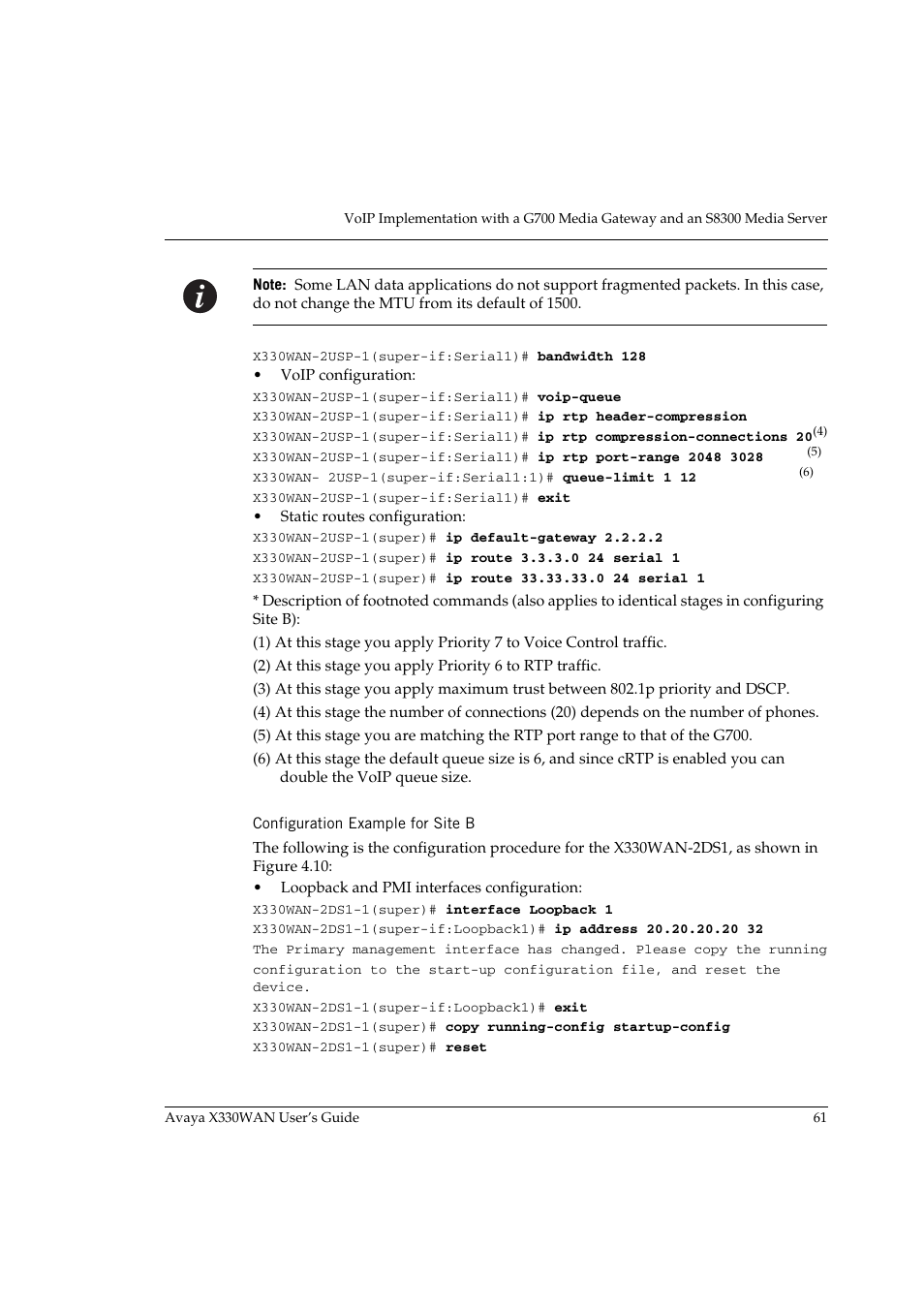 Configuration example for site b | Avaya X330WAN User Manual | Page 83 / 264