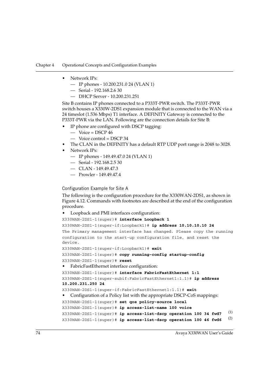 Configuration example for site a | Avaya X330WAN User Manual | Page 96 / 264