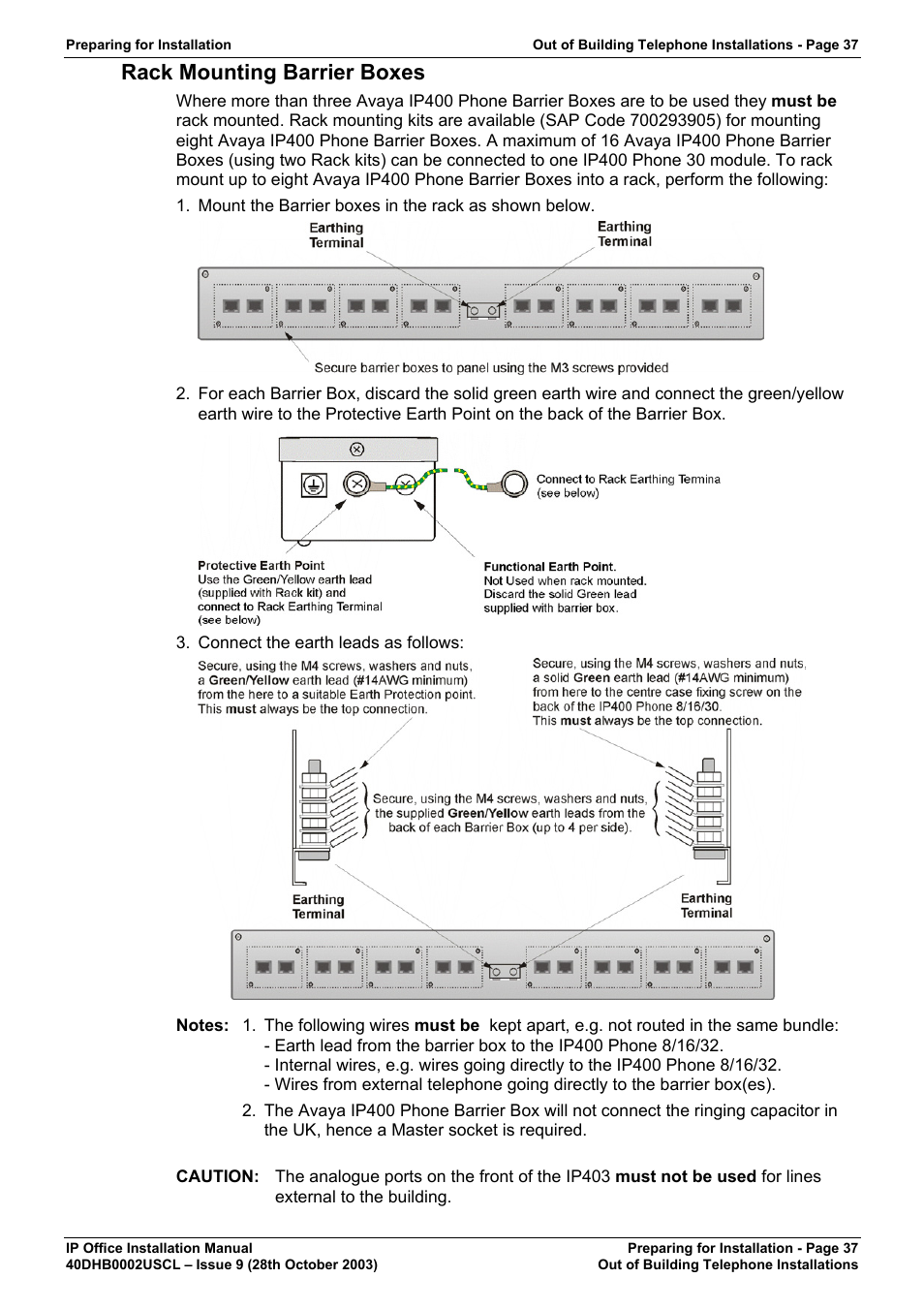 Rack mounting barrier boxes | Avaya IP Office Phone User Manual | Page 37 / 86