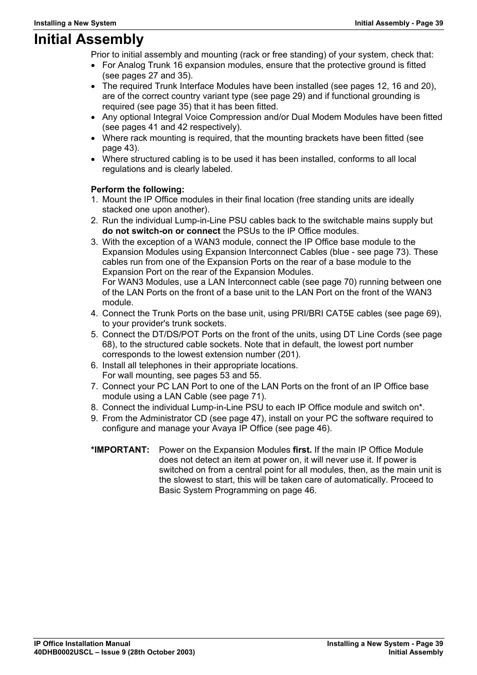 Initial assembly | Avaya IP Office Phone User Manual | Page 39 / 86